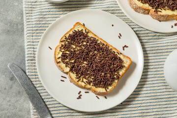 Homemade Dutch Hagelslag Toast with Butter