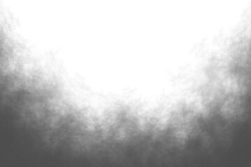 Black fog or smoke isolated on transparent white background. Steam explosion special effect. Effective texture of steam, dark fog, smoke png. design elements for overlay, decoration