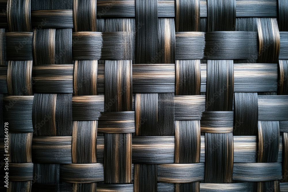 Poster Close-up of a woven texture with dark and light brown strands, creating an intricate pattern.