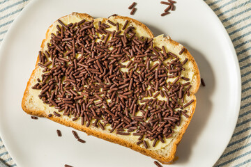 Homemade Dutch Hagelslag Toast with Butter