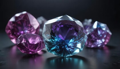 Dramatic and intense lighting of alexandrite against a dark background, atmosphere, moody