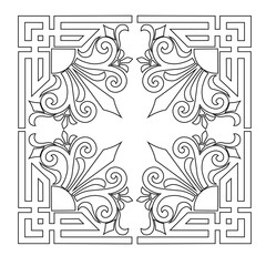 Floral Design A classic black and white floral design element featuring elegant, curved leaves and intricate detailing. Ornamental Perfect for use in decorative borders, logos