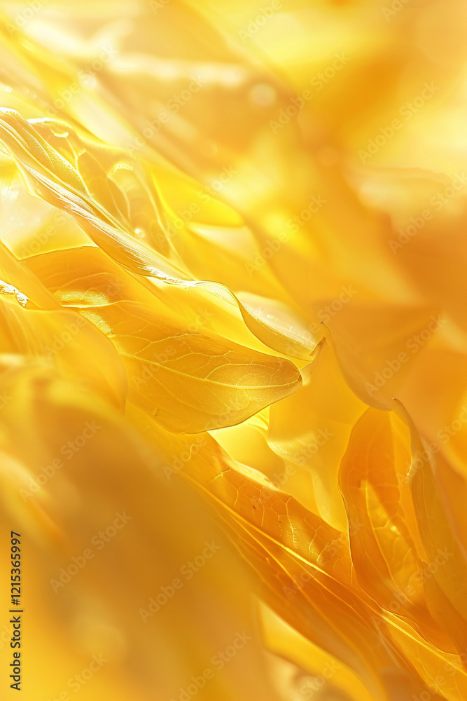 Poster abstract background created by backlit golden yellow leaves with light shining through