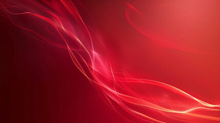 Fototapeta premium Abstract red background with glowing wavy lines flowing on a gradient backdrop