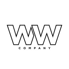Letter W and W, WW logo design template. Minimal monogram initial based logotype.