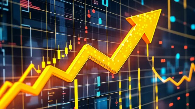 Digital graph displaying rising trends glowing screen.Chart indicates upward economic growth modern office setting.Financial analytics visualized dynamic lines and bright colors.Data-centric