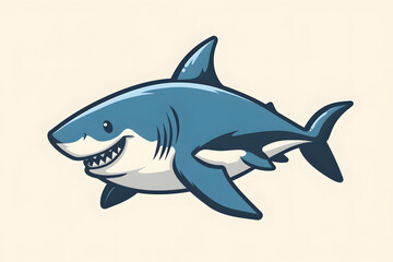 Obraz premium Flat colorful logo of a cute shark in cartoon style