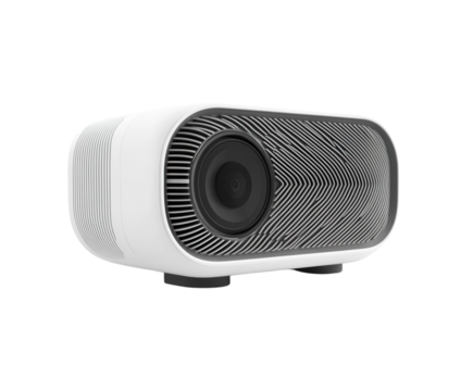 A sleek digital projector for home cinema setups. PNG transparent.