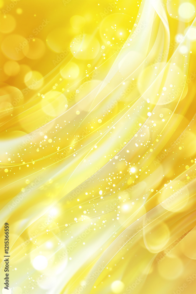 Poster Luxury and festive-themed designs featuring abstract background with golden wavy lines and bokeh effect