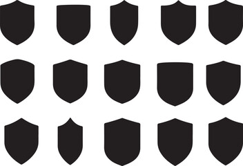 Shield silhouette icon bundle design on white background