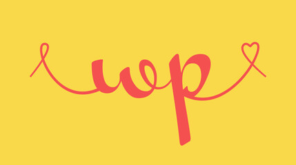 WP initial wedding monogram calligraphy vector illustration. Hand drawn lettering w and p love logo design for valentines day poster, greeting card