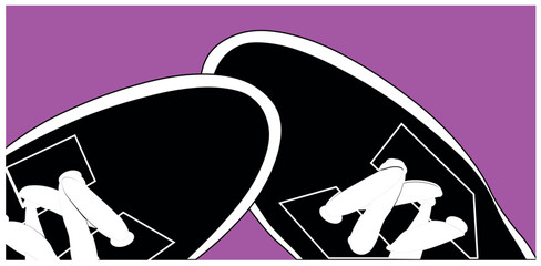 Print, sneakers, brand, company, quality, sign, advertising, discounts, black, white, laces, vector, illustration, leaflet, poster, banner, black Friday, marketing, store, sale, purchase, comfortable.