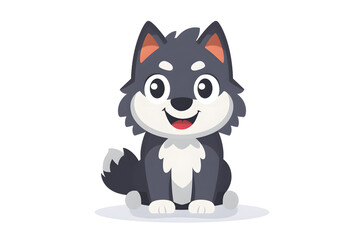 Fototapeta premium Flat colorful logo of a cute wolf in cartoon style
