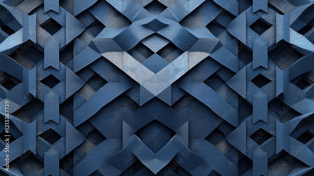 Poster dynamic geometric pattern featuring intricate tessellations with interlocking shapes in subtle gradi