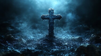 Naklejka premium Cross Silhouetted Against the Clouds