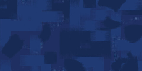 Crafted hand drawn abstract fabric mending surface pattern, Japanese and Ethnic folk brush, wood carving, engraving, basketry textured background, blue graphic for textile, carpet, wrapping paper