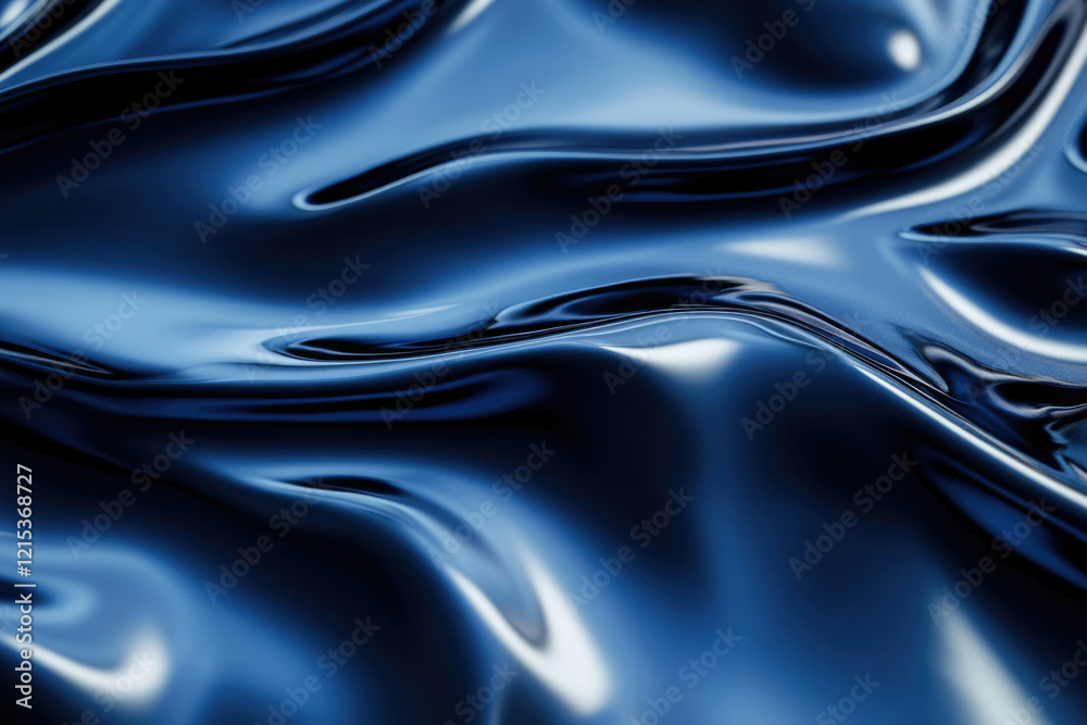 Poster abstract image of flowing, dark blue liquid, creating a smooth, wavy texture.