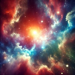 Cosmic nebula with deep space colors, soft glowing light, dreamy abstract background