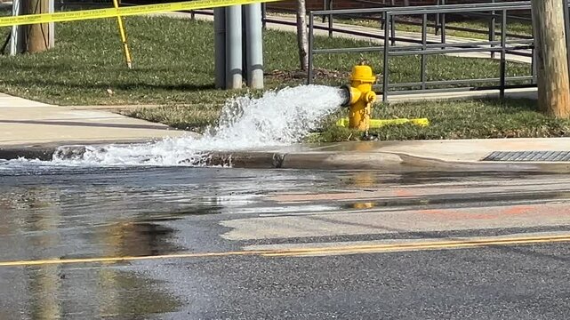 Water gushing out of a fire hydrant