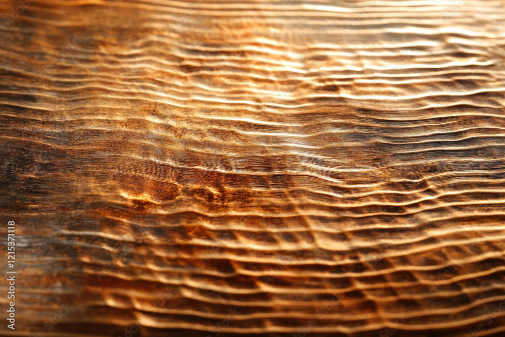 Aufkleber Close-up of a textured surface with wavy, brown lines creating an abstract pattern.