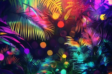 Havana nights tropical party graphic with glowing lights and vibrant colors