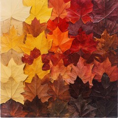 Fototapeta premium Autumn leaves transition nature gradient texture earthy environment gigapixel viewpoint natural concept