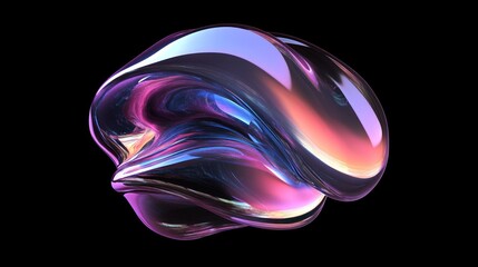 Abstract Iridescent Fluid Sculpture: A Digital Masterpiece
