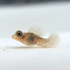Juvenile fish, delicate fins, large eye, pale body.