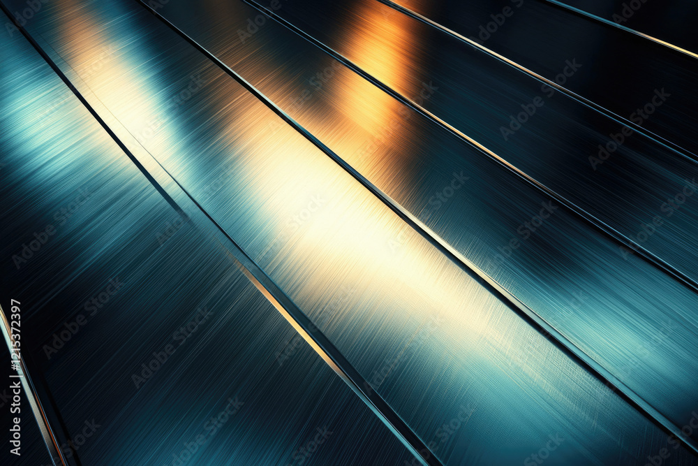 Aufkleber abstract image of brushed metal with diagonal lines and warm light reflections.