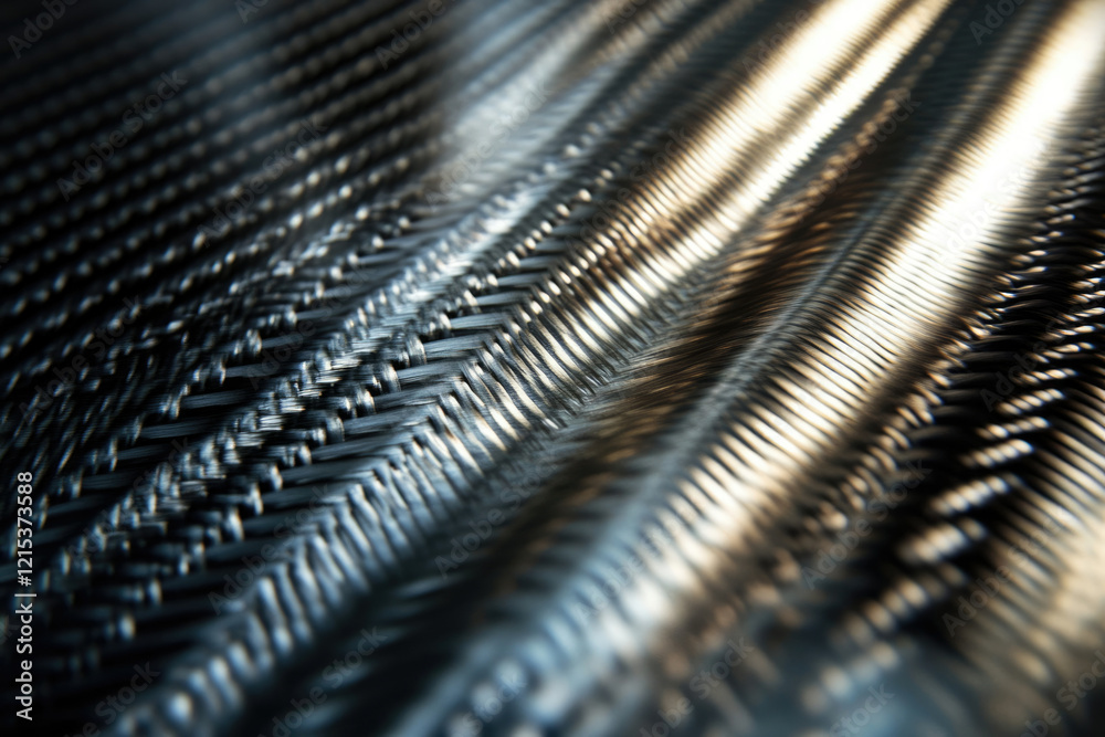 Poster close-up of a woven carbon fiber material, showing intricate texture and pattern.
