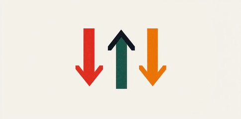 Vector arrows in red, green, black, and orange pointing up and down on white.