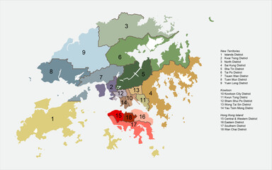 Fototapeta premium Hong Kong administrative provinces
