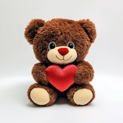 Obraz premium Brown Teddy Bear Holding Red Heart