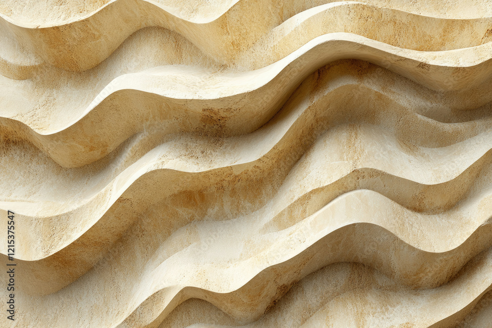 Poster Abstract beige textured wall with wavy, undulating patterns creating a three-dimensional effect.