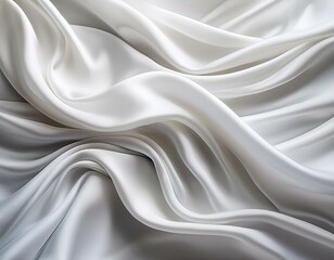 Obraz premium soft light silk fabric flowing gently in waves abstract white cloth background with soft waves ideal for copy space image with bedding sheets