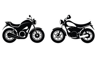 Obraz premium Set Of Classic Transportation Motorcycle Silhouette