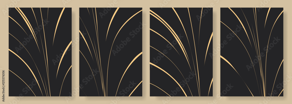 Poster black and beige abstract modern posters or vertical background vector set. a4 resolution retro elega