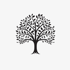 Obraz premium Tree with Leaves Silhouette 