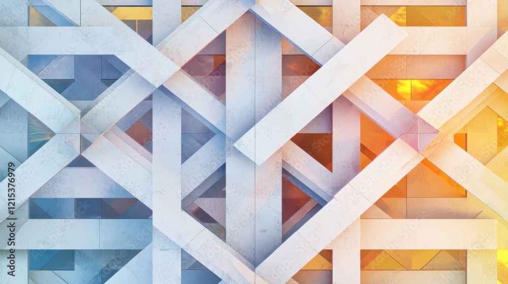 Aufkleber dynamic geometric patterns with intricate tessellations and subtle gradients in a modern architectur