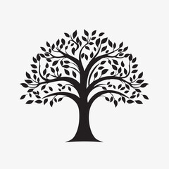 Flat Design Tree Silhouette Vector 