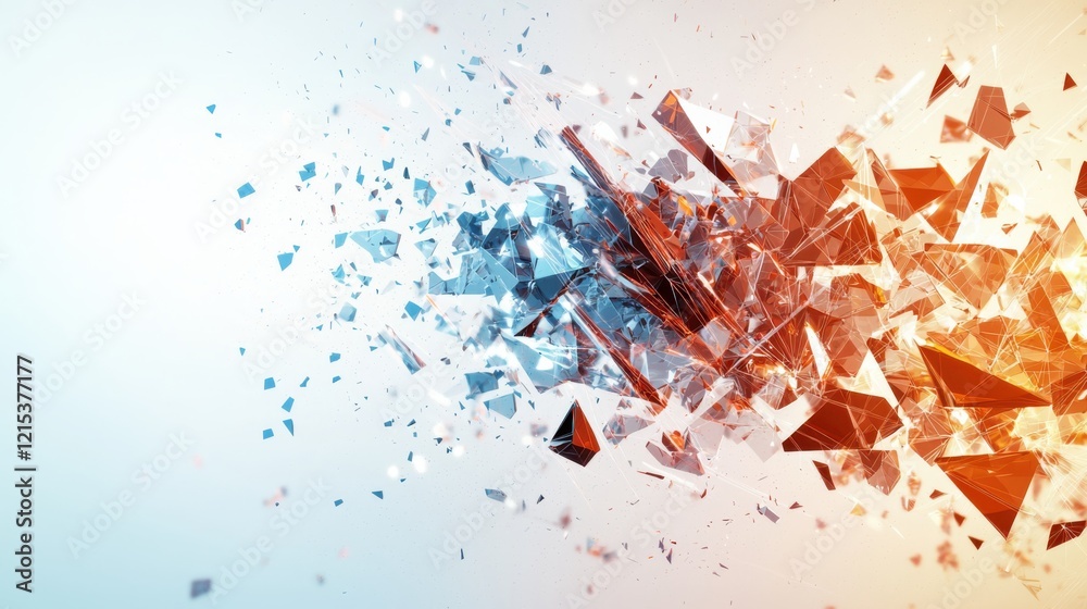 Poster dynamic abstract art display featuring colorful geometric prisms in a modern digital environment ide