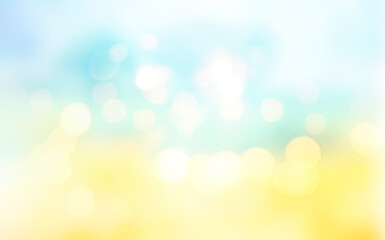Naklejka premium Abstract blue yellow glowing texture, field bokeh background,blurred backdrop.Spring wallpaper.