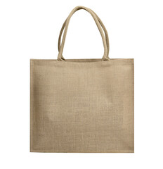Hessian bag front view isolated on white, nobody, single object.Organic design burlap sack,tote.