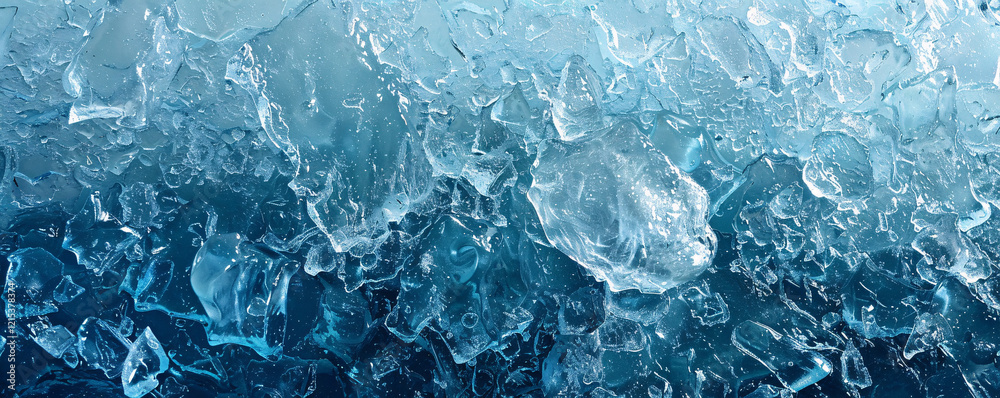 Poster Close-up of a blue ice surface with numerous cracks creating a unique natural backdrop