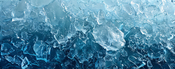 Obraz premium Close-up of a blue ice surface with numerous cracks creating a unique natural backdrop