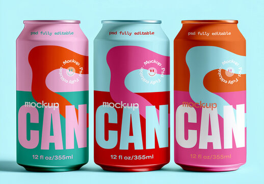 Three Cans Mockup with Generative AI