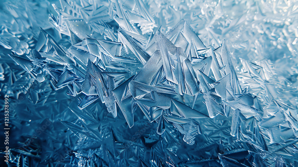 Poster gorgeous ice crystals creating a delicate design on a winter window