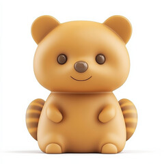 Obraz premium Adorable cartoon raccoon figurine, friendly expression, light brown.