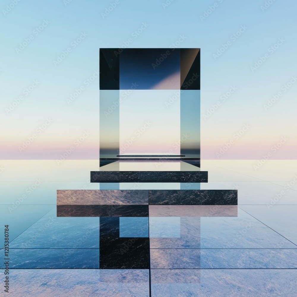 Poster minimalist design featuring negative space and subtle gradients modern architecture digital art sere