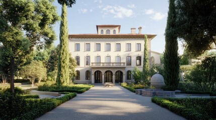 Obraz premium Italian Villa Architectural Rendering: A Serene Estate